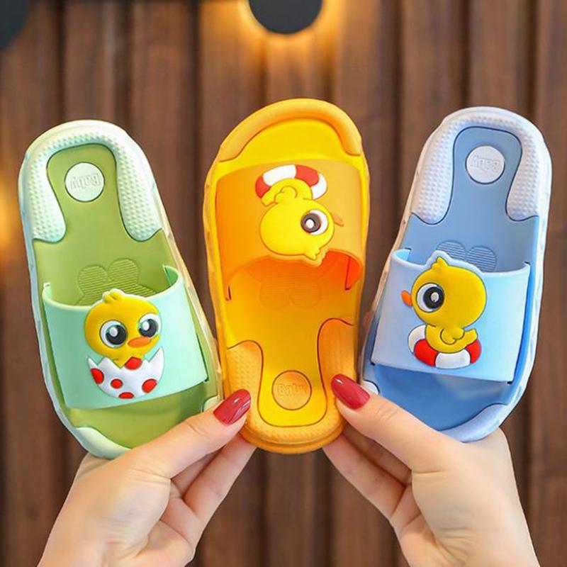 Children's Sandals Slippers Summer Boys  Girls Non-slip Soft Bottom Kids Bathroom Bath Slippers Cartoon Household Duckling Children Baby Slippers