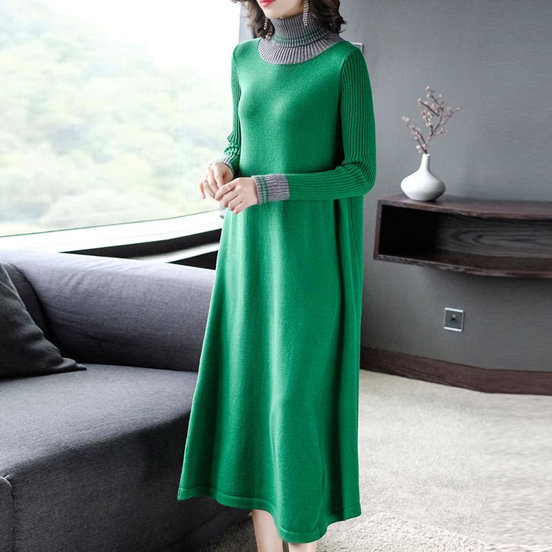 Women's Sweater Long Bottoming Shirt Autumn Winter Clothing 2021 Women's Sweater Knitted Dress  Over The Knee