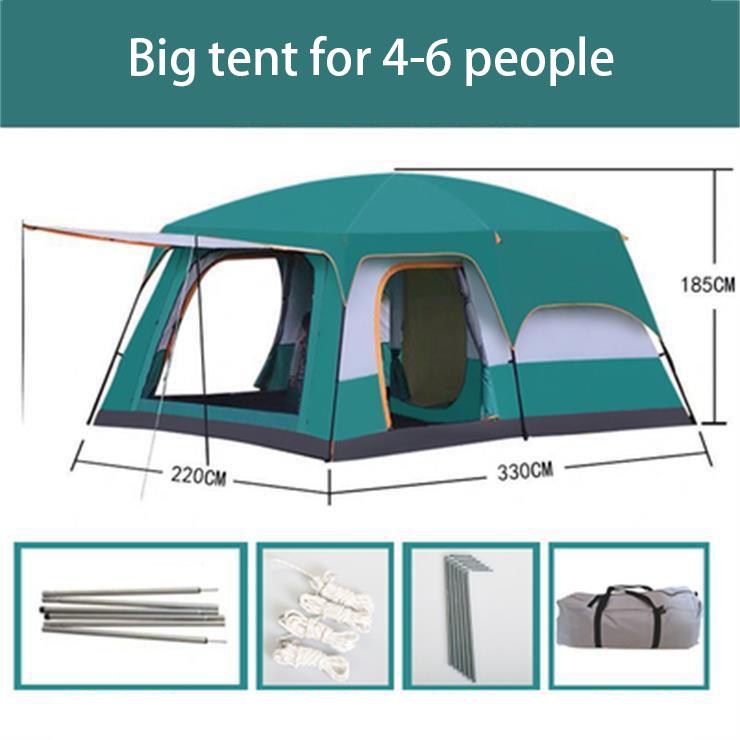 Outdoor Tent Two Rooms and One Living Room 4 To 6 People Thick Rainstorm Camping Tent