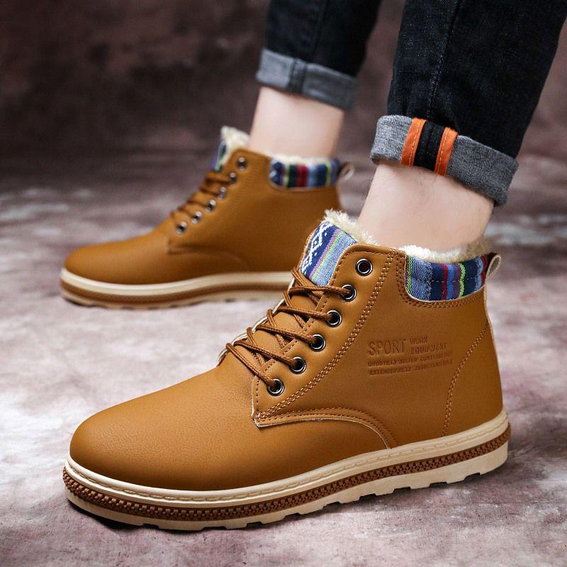 Snow Boots Men's Winter High Top Shoes Warm Cotton Shoes All-match Warm Cotton Boots Men's Booties