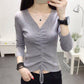 All-match Autumn and Winter V-neck Woolen Sweater Slim Slimming Long-sleeved Knitted Bottoming Shirt Top Pullover Sweater Women