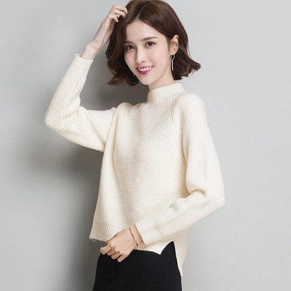 Autumn and Winter Half High Neck Bottoming Shirt Thick Solid Color Casual Tops Fashion Knitted Women Sweater