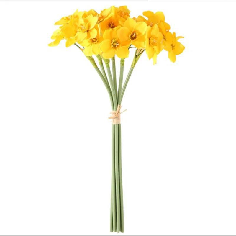 6 Bunches of Daffodils Simulation Artificial Flowers Silk Flowers Small Fresh Home Living Room Vase Flower Arrangement Decoration Ornaments