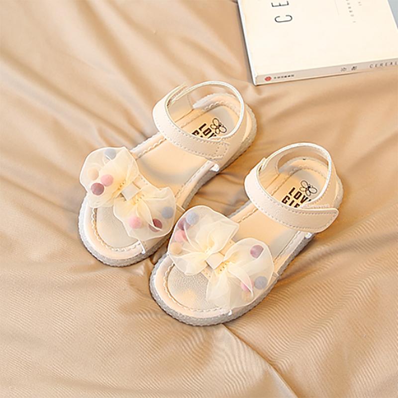 Girls Sandals Summer Bow Princess Shoes Korean Children's Baby Non-slip Soft-soled Beach Shoes