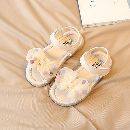 Girls Sandals Summer Bow Princess Shoes Korean Children's Baby Non-slip Soft-soled Beach Shoes