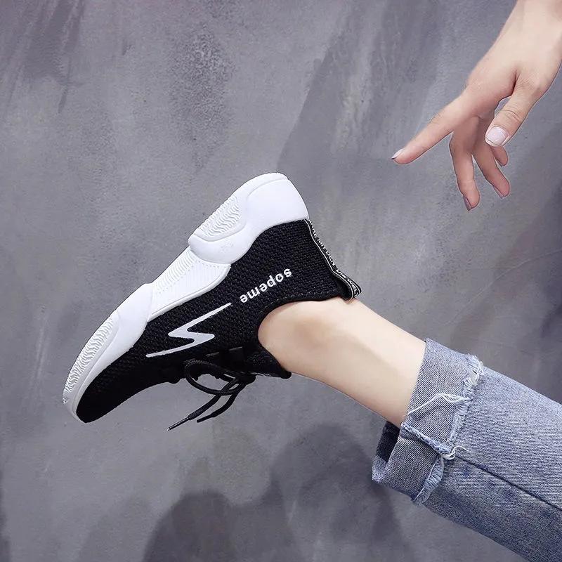 Sports Shoes Women's Trend Casual Sports Shoes Korean Version All-match Running Net Shoes Spring and Summer Student Breathable Flat Single Shoes