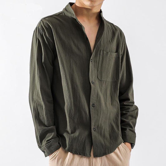 Linen Shirt Men's Long-sleeved Loose Large Size Men's Jacket Cotton and Linen Casual Top