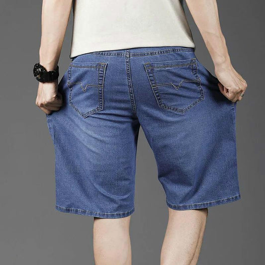 Summer Thin Plus Fat Plus Size Denim Shorts Men's Loose Stretch Casual Five-point Pants Fat Guy