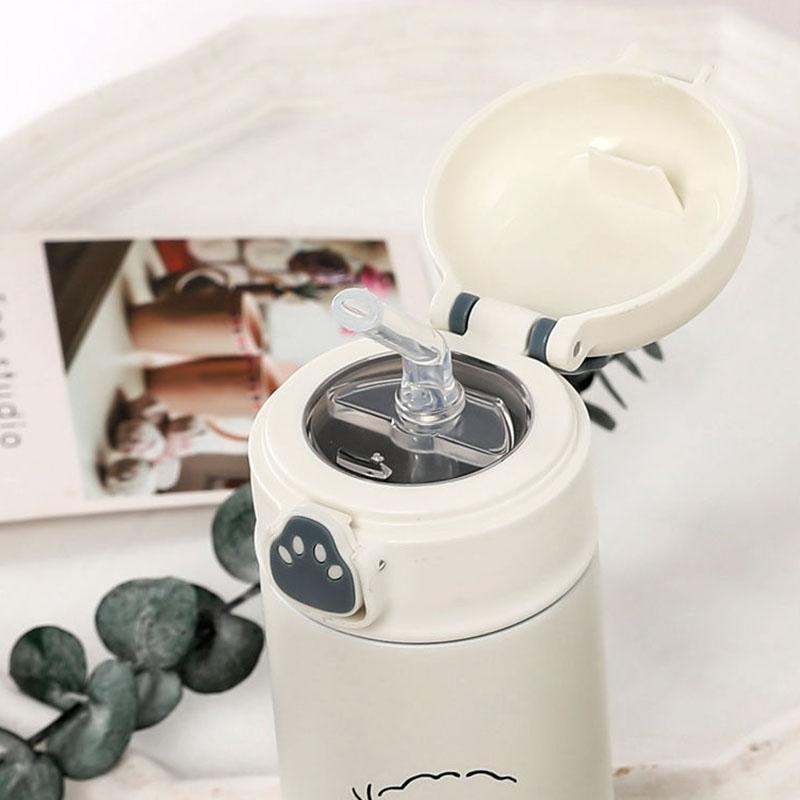 Straw Thermos Cup Male and Female Students Korean Version of Large-capacity 304 Stainless Steel Children's Water Cup Vacuum Flasks