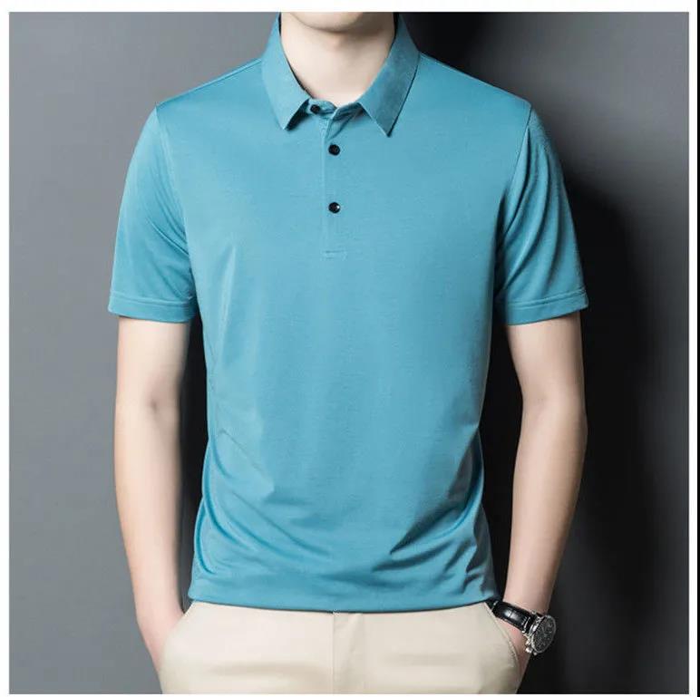 Men's Summer Ice Silk Middle-aged Short-sleeved T-shirt Loose Casual Business T-shirt Men's Top