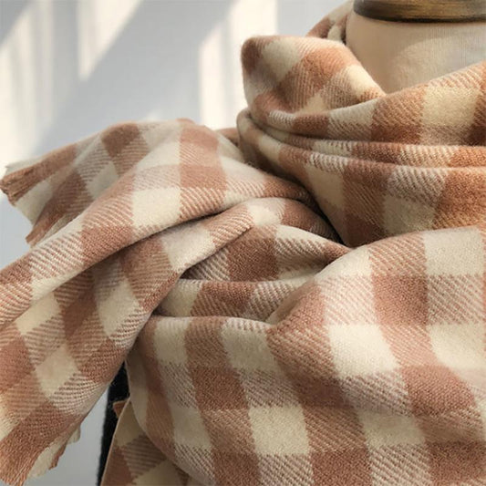 Plaid Scarf Female Winter Day Korean Style Shawl All-match Warmth Necessary Thickening Scarf