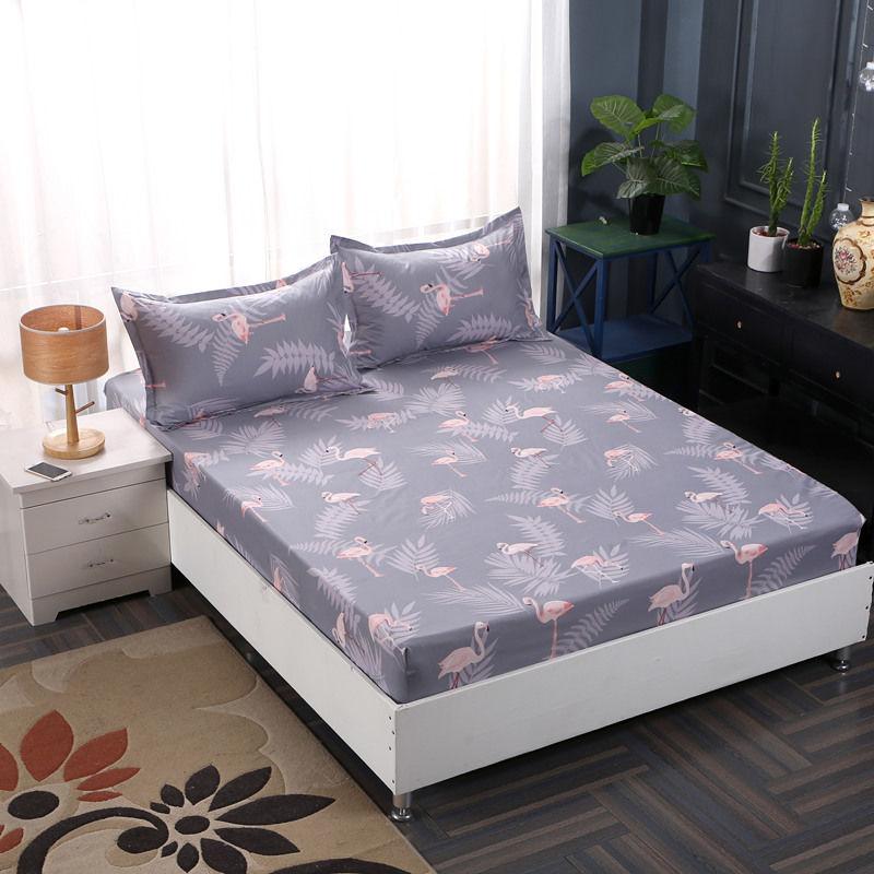 3pcs/set Skin-friendly One-piece Bed Sheet Simmons Protective Cover Non-slip Bed Sheet Fadeless  Bed Cover