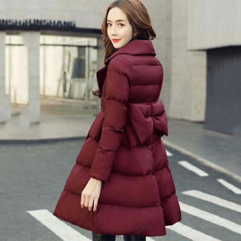 Women's Solid Color Down Jacket Mid-length Down Jacket Winter Korean Style Loose Coat Warm Stand-collar Down Jacket Quilted Jacket