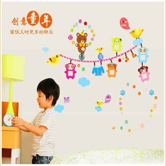 Cartoon bear children photo frame photo creative home bedroom kindergarten classroom wall stickers