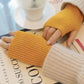 Women's Autumn Winter Plus Velvet Gloves Simple Thickening Warm Half-finger Knitted Gloves Solid Color Elastic Writing Sleeves Wristband Warm Mittens