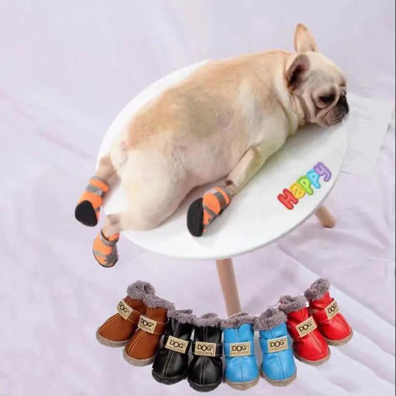 Dog Shoes Teddy Cotton Shoes Autumn and Winter Pet Snow Boots Non-slip Small Dogs Warm and Velvet Puppy Bichon Hiromi Pet Dogs Cat Walking Shoes