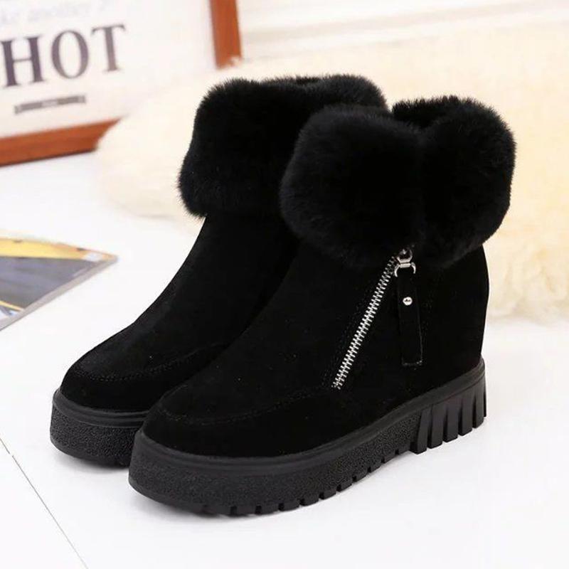 Plus Velvet Thick-soled Inner Heightening Short-tube Snow Boots Plush Short Boots Ladies Winter Cotton Shoes