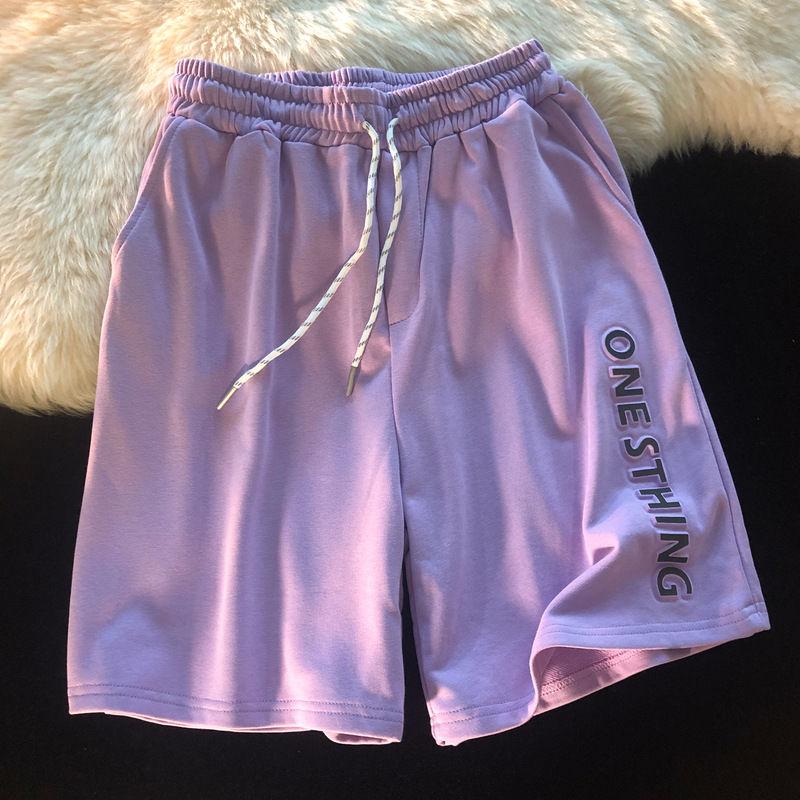 Reflective Letter Printed Pants Men and Women Loose Sports Shorts Ins Casual Couple Fashion Five-point Pants Trend