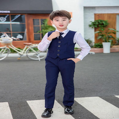 Boys Dress Vest Suit Black Host Children's Suit Elementary School Chorus Costumes