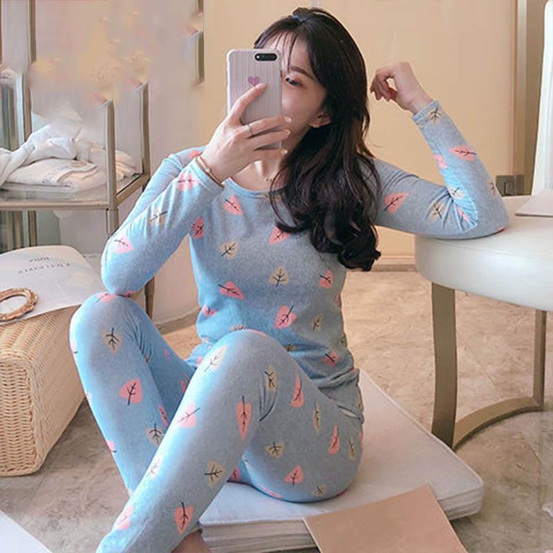 Warm Pajamas Women Winter and Autumn Suede Long-sleeved Women's Underwear Thickened Autumn Clothes Long-sleeved Pants Suit