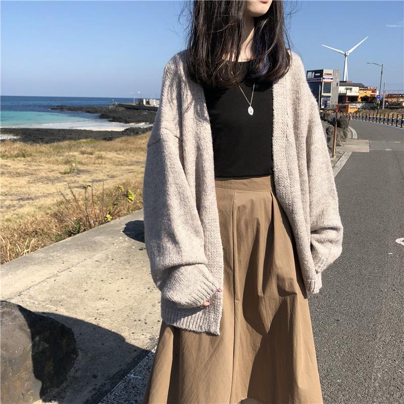 Loose Wild Mid-length Sweater Sweater Coat Women Plus Size Cardigan Sweater Women Autumn and Winter