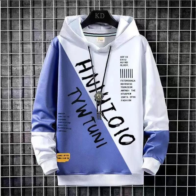 Autumn New Hooded Men's Sweater Teen Student Boy Color Matching Loose All-match Ins Coat Tide