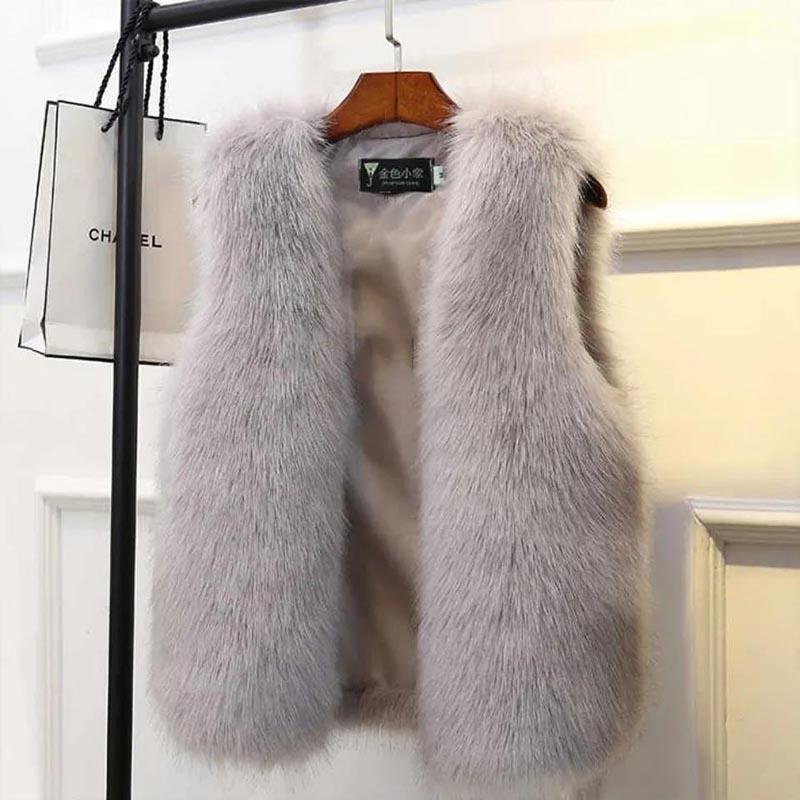 Fur Vest Women's Mid-length Autumn and Winter Imitation Fox Fur Vest Slim Fashion Vest Coat