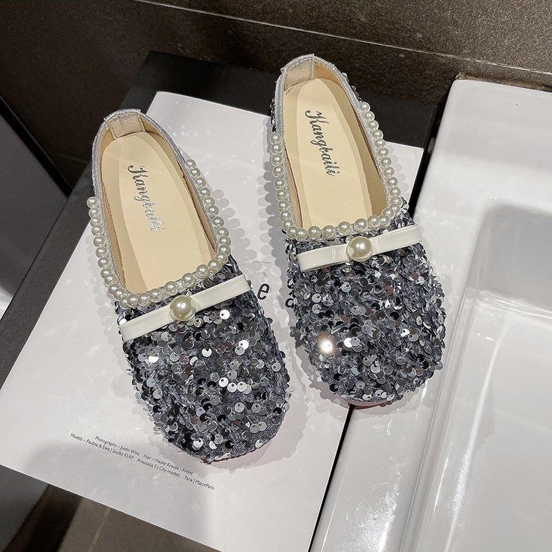 Sequined Baotou Half Slippers Women's Outer Wear Summer Shallow Mouth Women's Shoes Grandma Shoes Soft Sole Peas Shoes