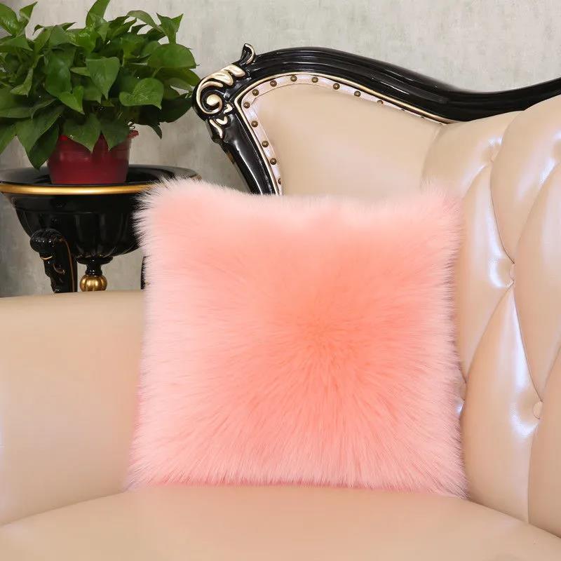 Plush Throw Pillow Sofa Cushion Hugging Pillow Case with Core Bedside Back Pillow Cute Waist Cushion