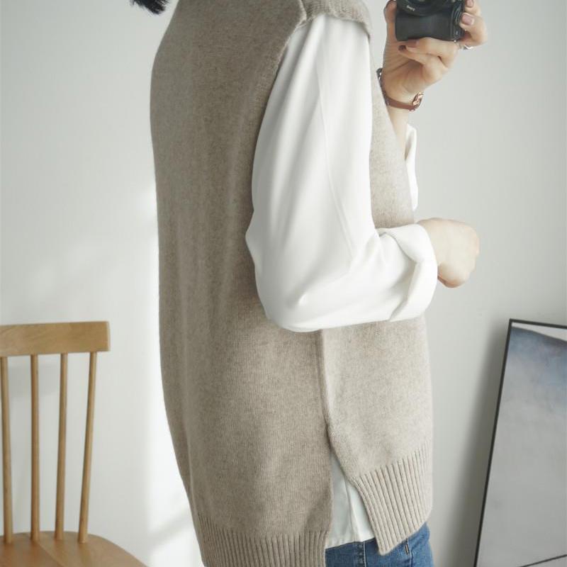 Women Sweater Oversizes Vest O-neck Sleeveless Pullover Knitted Vest Office Lady Temperament Casual Chic Vest Coat Winter