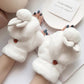 Cute Girl Gloves Winter Korean Version of Student Cute Rabbit Flip Open Finger Plush Plus Velvet Gloves