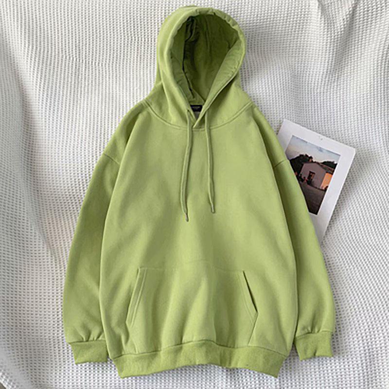 Couples Solid Color Hooded Sweater Men's Loose All-match BF Style Top Spring and Autumn Ins Long-sleeved Pullover Sweatshirt