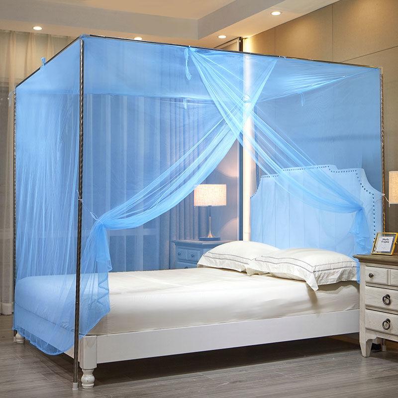 Lace Princess Style Old-fashioned Bed Encryption Mosquito Net Household Bedroom Square Top Single Double Mosquito Net with Rope Can Be Tied