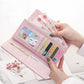 Pink Leather Long Wallet Handbag Coin Pocket Card Holder Womens Phone Wallets and Purses Money Bags