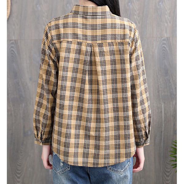 Bow Striped Retro Plaid Long Sleeve Shirt Women's Loose Large Size Mid Length Cardigan Shawl