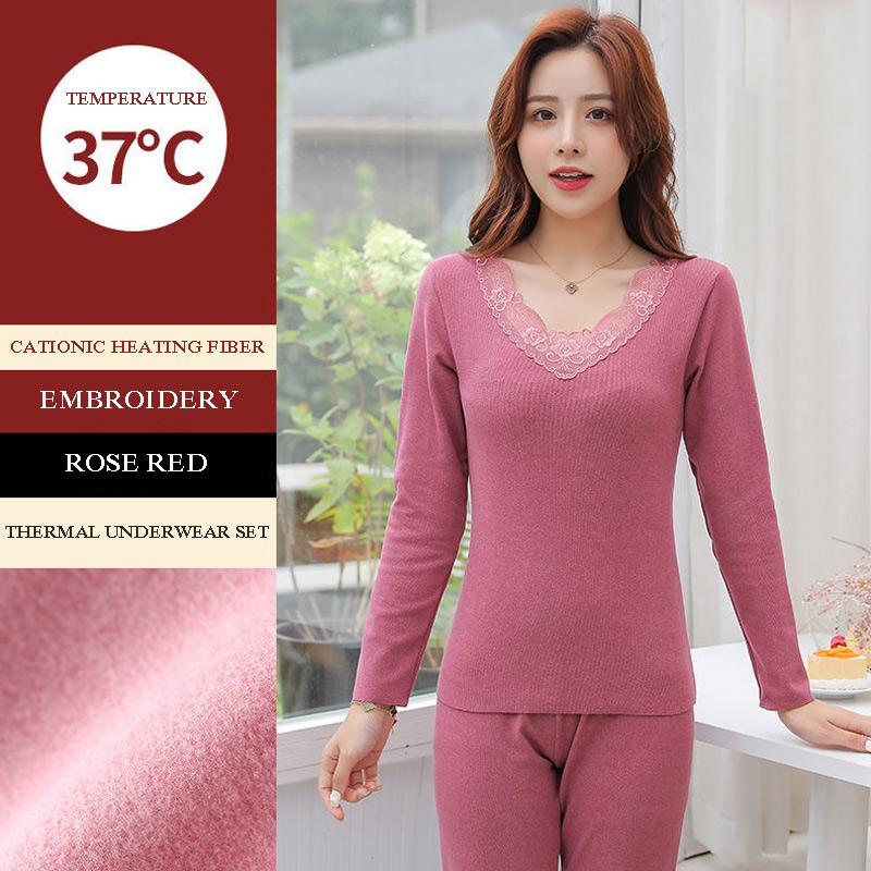 Ladies Thermal Underwear Set Plus Velvet Self-heating German Velvet Thickening Seamless Constant Temperature Body Autumn Clothes Long Pants