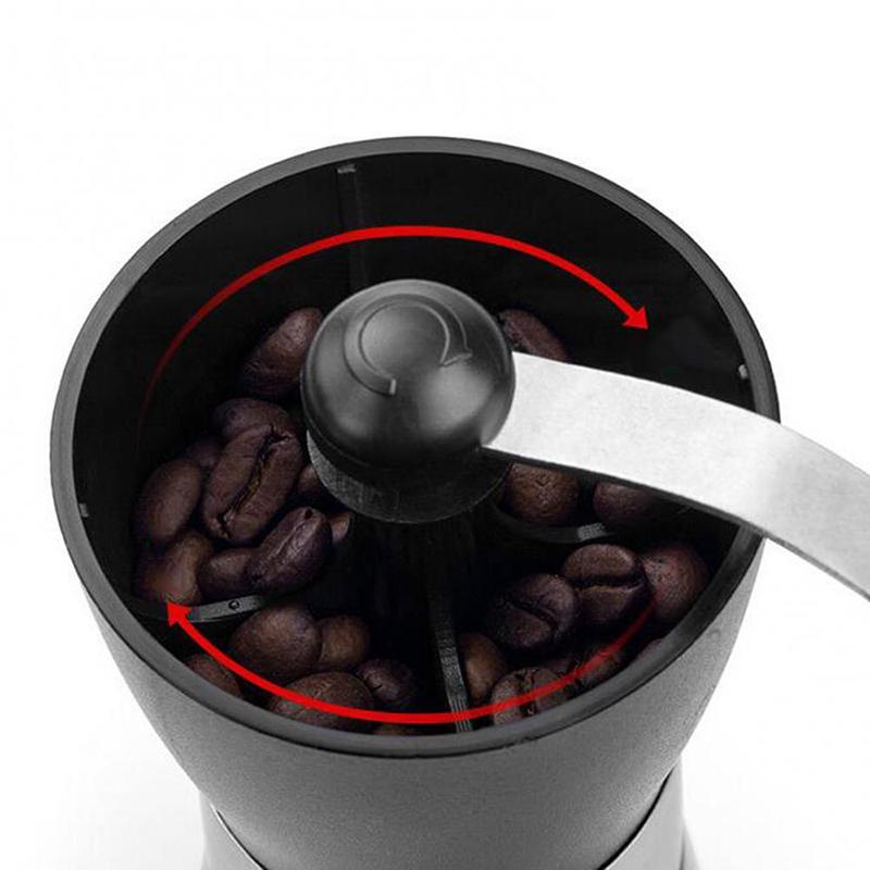 Black Durable Solid Coffee Grinder with Sealed Can Portable Adjustable Manual Grinding Tool Portable Household Manual Machine