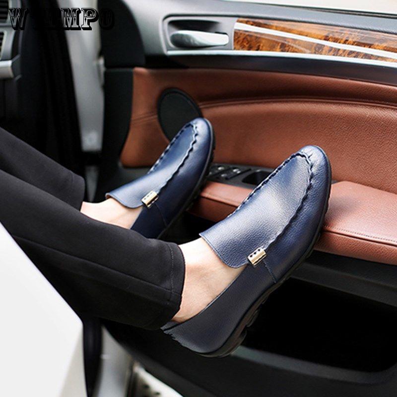 Men Casual Shoes Summer Leather Men Loafers Moccasins Slip On Mens Flats Breathable Shoes