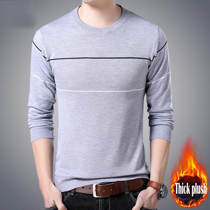 Men Autumn Winter Warm Knitted Sweater Casual Pullover Round Neck Long Sleeve Slim Top