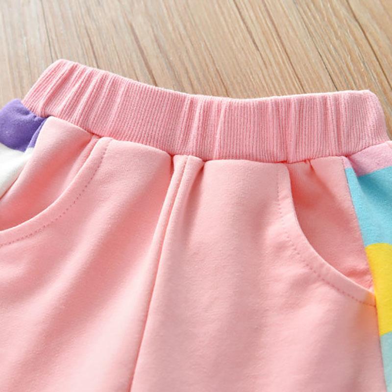 Girls' Rainbow Suit Girl Baby Spring and Autumn Models Children's All-match Jacket Casual Pants Sports Sets Two-piece Suit