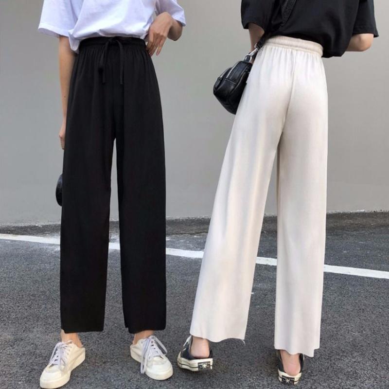 Two-piece Suit Clothes Summer Casual Wide-leg Nine-point Pants Round Neck Short-sleeved T-shirt Women's Casual Sports Suit Home Casual Wear