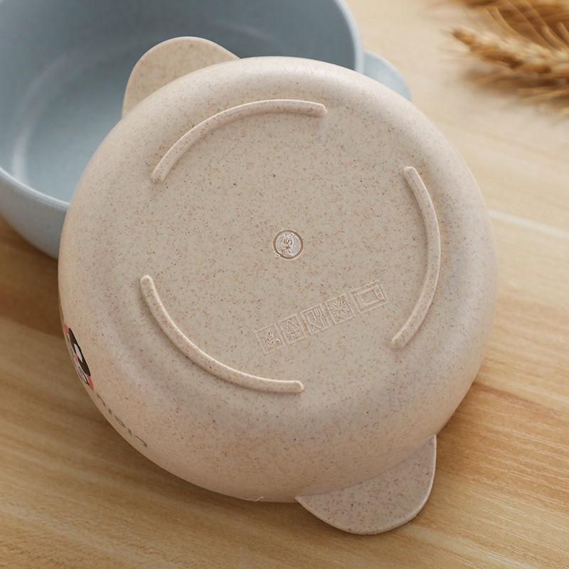 Wheat Straw Cartoon Cute Children Bowl Cup Set Binaural Household Supplementary Food Eating Bowl Anti-fall Baby Tableware