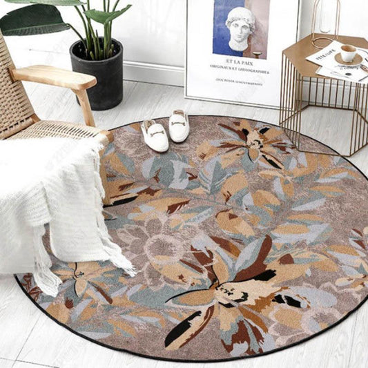 Round Carpet Living Room Bedroom Bed Tension Home Ground Pad Water Wash Geturn Floor Mat Diameter 80/100 / 120cm