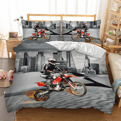 3 Parts Per Set 3d Cool Motorcycle Rider Bedding Set Duvet Cover