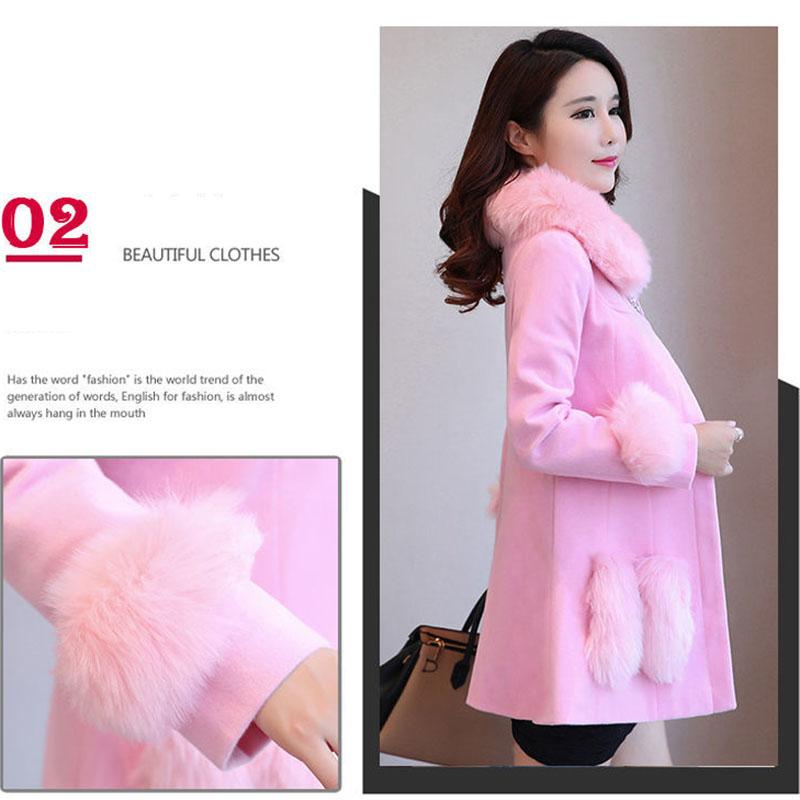 Autumn and Winter Long Slim Coat Simple Casual Woolen Coat Fashionable All-match Female Windbreaker