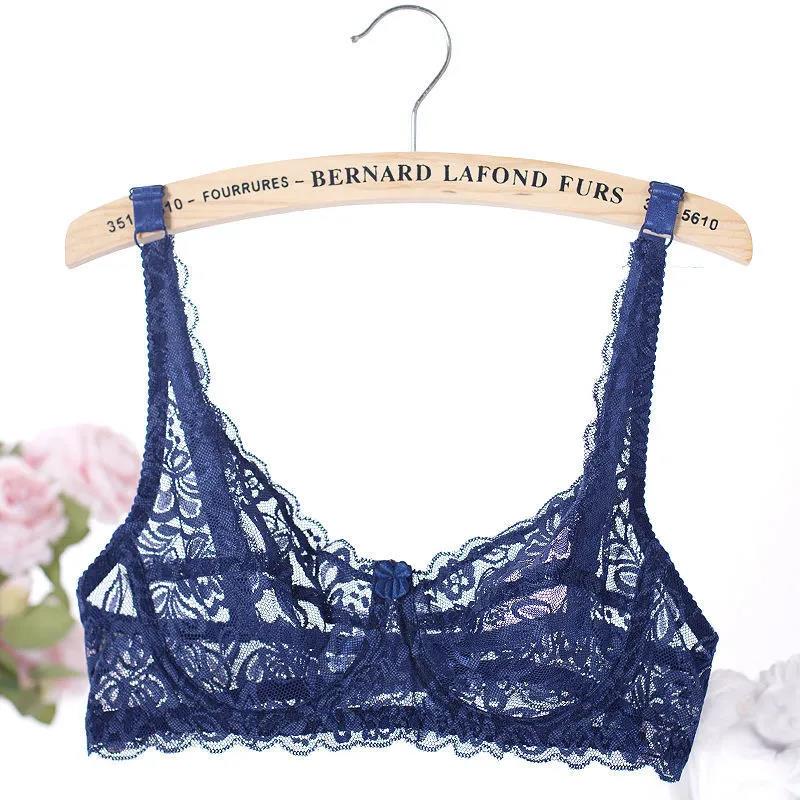 Ultra-thin Full Transparent Sexy Lace Gathering No Steel Ring Breathable Comfortable Soft Women's Underwear Bra