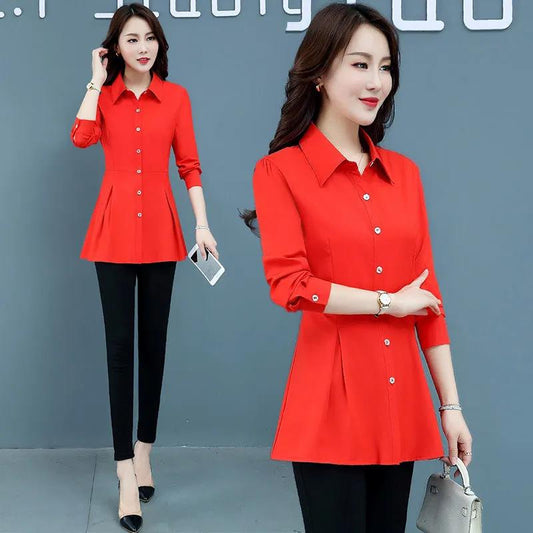 Women Pleated Edge Chiffon Shirt Summer Thin Cardigan Solid Color Button Shirt Casual Slim T-shirt