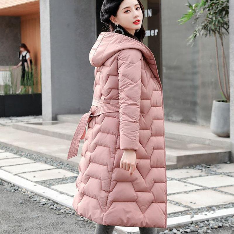 Winter Women's Down Jacket Korean Slim Hooded Thick Warm Cotton Jacket Mid-length Windbreaker Jacket