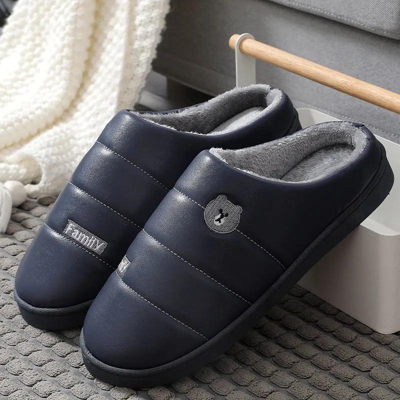 Women Winter Slippers 41 Cotton Shoes Men Plus Size Slides Thick Warm Slipper