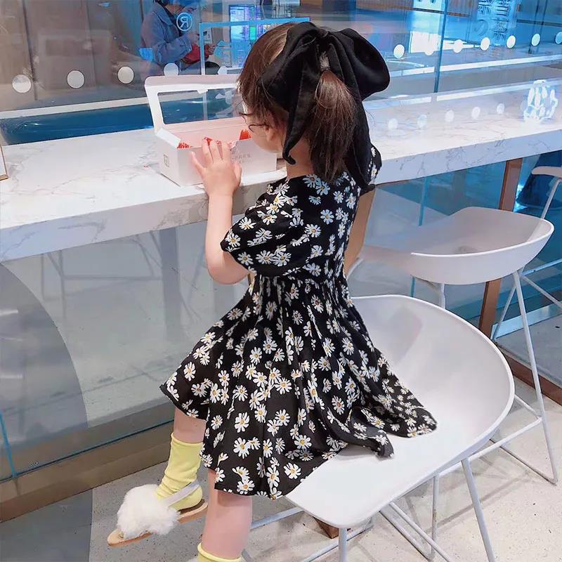 Children Dress Spring Summer Clothing  Baby Girls Clothing Printing Girl's Dress Princess Skirt Chrysanthemum Broken Flower Dress